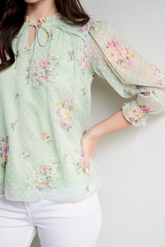 Mint Floral Straight Top, Mint, image 5
